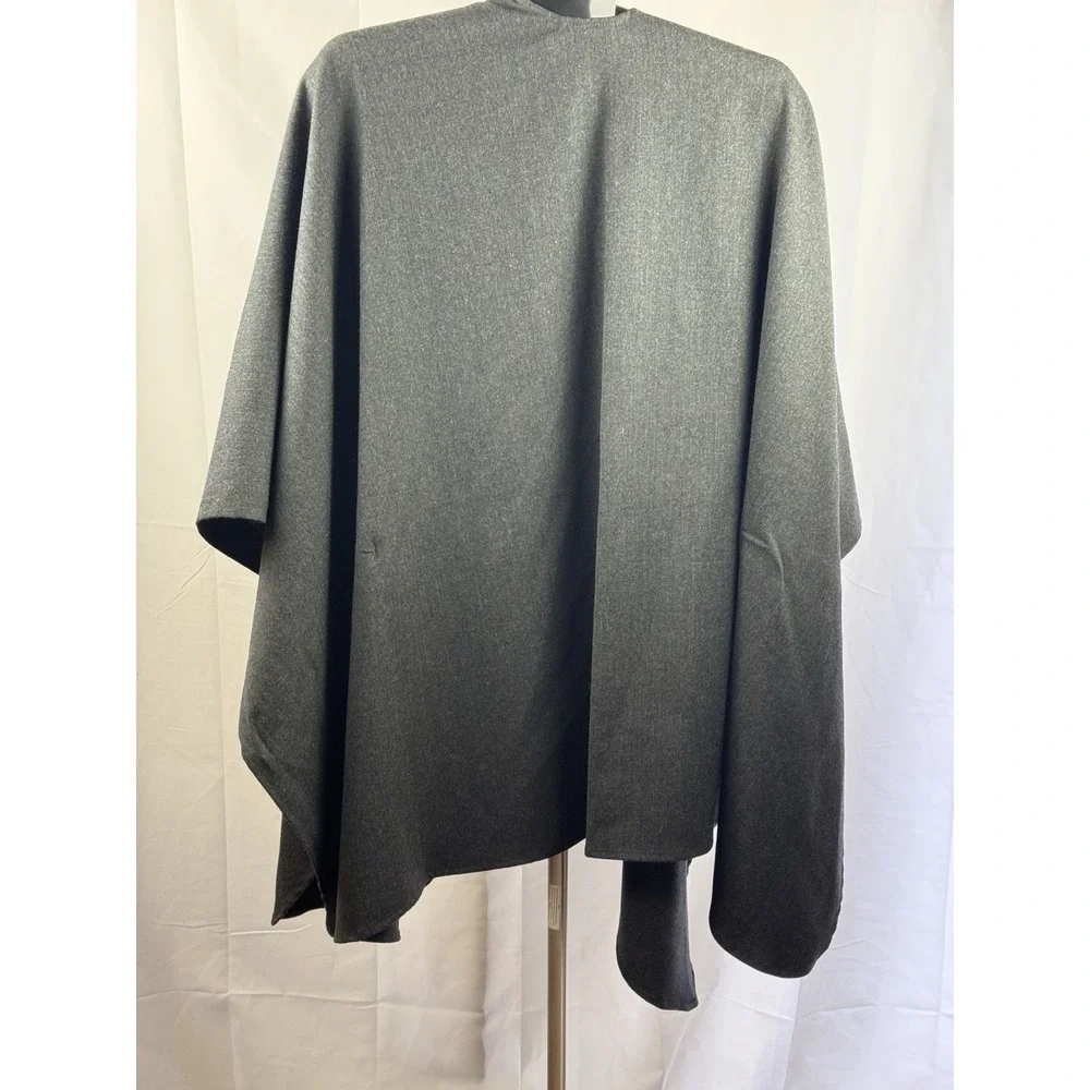 Nally & Millie Gray Wool Blend Poncho Cape Womens One Size‎ Open Front Wrap